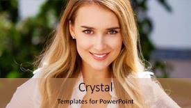  Presentation with secretary - Slide set consisting of one person company - secretary happy woman close up background and a coral colored foreground