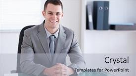  Presentation with smiling paramedic sitting in ambulance - Beautiful slide set featuring one person company - smiling businessman sitting behind backdrop and a light gray colored foreground