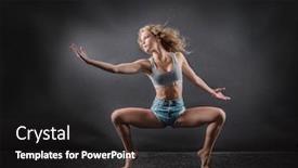  Presentation with dynamic - Slide deck having one person dancer woman in dynamic beautiful action figure under lights in background background and a dark gray colored foreground