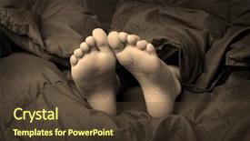  Presentation with sleeping - Slide deck featuring one person sleeping with feet background and a tawny brown colored foreground