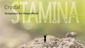  Presentation with force - Amazing PPT theme having one-person-stand backdrop and a blonde colored foreground