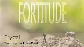  Presentation with courage - Theme enhanced with one person stand in the outdoor and looking up text on nature background concept of courage background and a coral colored foreground