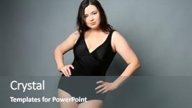  Presentation with black woman at gas station - PPT layouts consisting of one piece - beautiful overweight woman in black background and a gray colored foreground