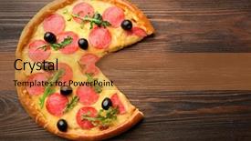  Presentation with pizza - Presentation design consisting of one-piece tasty pizza background and a red colored foreground