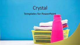  Presentation with liquid detergent - Audience pleasing PPT theme consisting of one pink bottle of detergent backdrop and a light blue colored foreground