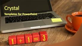  Presentation with wooden - Presentation theme having one plus one - 1 1 3 written background and a wine colored foreground