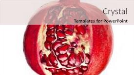  Presentation with pomegranate fruit - Cool new presentation theme with one pomegranate fruit close up isolated on white background backdrop and a lemonade colored foreground