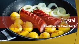  Presentation with meals - Amazing theme having one-pot-meals-frying-sausages backdrop and a tawny brown colored foreground