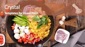  Presentation with pasta - Cool new slide deck with one pot pasta with chicken backdrop and a red colored foreground