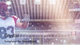  Presentation with football lights - Beautiful presentation featuring one quarterback american football player backdrop and a light blue colored foreground