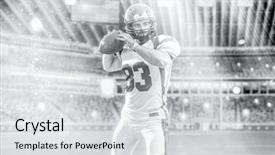  Presentation with football lights - Presentation theme having one quarterback american football player background and a light gray colored foreground