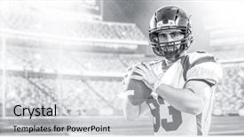  Presentation with american football - Slides with one quarterback american football player background and a light gray colored foreground