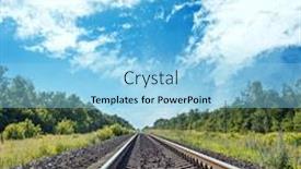  Presentation with horizon - Beautiful theme featuring one-railroad-to-horizon backdrop and a light blue colored foreground