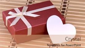  Presentation with gift ribbon - Audience pleasing PPT theme consisting of one-red-gift-box backdrop and a coral colored foreground