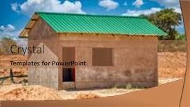  Presentation with housing - Theme featuring one-room-low-cost-housing background and a coral colored foreground