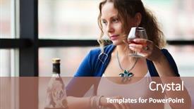  Presentation with woman sad - Amazing theme having one sad happy face - beautiful woman drinking cognac backdrop and a coral colored foreground