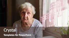  Presentation with elderly woman in nursing - Beautiful presentation featuring one sad happy face - elderly russian woman sitting backdrop and a tawny brown colored foreground