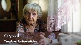  Presentation with elderly - Presentation theme having one sad happy face - portrait of an elderly woman background and a tawny brown colored foreground