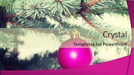 Presentation with white christmas - PPT layouts having one separated christmas ball handing background and a soft green colored foreground