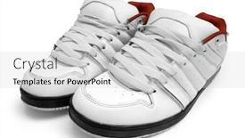  Presentation with steam - Cool new PPT theme with one steam of white trainers on white background backdrop and a light gray colored foreground