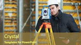  Presentation with transit road - PPT theme enhanced with one surveyor worker working background and a tawny brown colored foreground