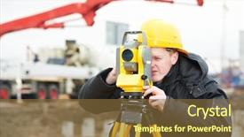  Presentation with theodolite - Slide deck enhanced with one surveyor worker working background and a tawny brown colored foreground