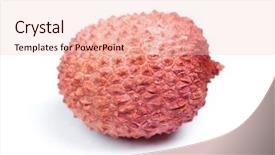  Presentation with fruit lychee - Slide deck featuring one sweet lychee fruit isolated background and a lemonade colored foreground