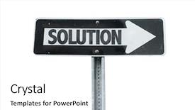  Presentation with solution images - Beautiful PPT theme featuring one team one vision - solution direction sign isolated backdrop and a white colored foreground