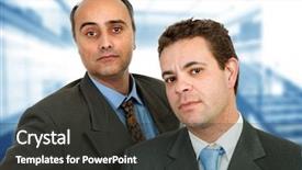  Presentation with two men climbing - PPT theme featuring one team one vision - two business men standing background and a  colored foreground