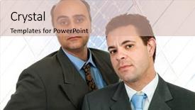  Presentation with business vision - PPT layouts with one team one vision - two business men standing background and a  colored foreground