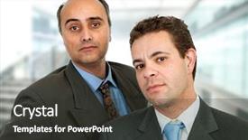  Presentation with business vision - Slide deck consisting of one team one vision - two business men standing background and a  colored foreground