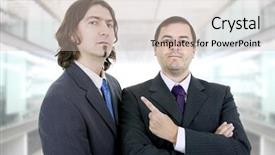  Presentation with office - Presentation theme with one team one vision - two business men background and a  colored foreground