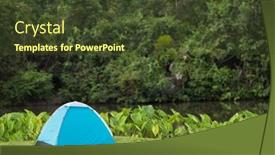  Presentation with tent - Cool new PPT theme with one-tent-in-wild-tropical backdrop and a tawny brown colored foreground