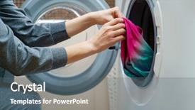  Presentation with clothes washing machine - Beautiful theme featuring one thing - photo of woman folding clothes backdrop and a gray colored foreground