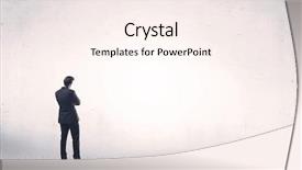  Presentation with grey - Beautiful slide deck featuring one thing - serious business man standing backdrop and a sky blue colored foreground