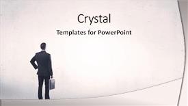  Presentation with grey - Beautiful PPT theme featuring one thing - serious business man standing backdrop and a sky blue colored foreground