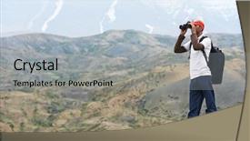  Presentation with tour - PPT theme featuring one tourist traveller hiker background and a  colored foreground