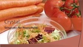  Presentation with salad - Audience pleasing slide deck consisting of one-vegetable-salad-bowl backdrop and a red colored foreground