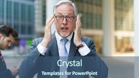  Presentation with business vision - Beautiful theme featuring one vision - business man adjusting glasses backdrop and a ocean colored foreground