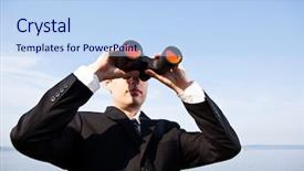  Presentation with leading through motivation - Presentation theme having one vision - portrait of a caucasian businessman background and a light blue colored foreground