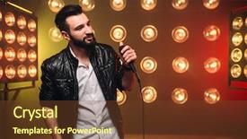  Presentation with singer - PPT theme enhanced with one voice - brutal bearded singer with microphone background and a tawny brown colored foreground
