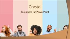  Presentation with wow - Slide set featuring one voice - cool group of people woman background and a  colored foreground