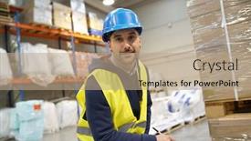  Presentation with goods and services tax gst - PPT theme with one-warehouseman-controlling-incoming-goods background and a coral colored foreground