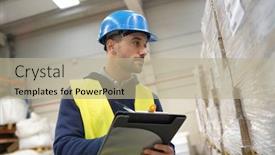  Presentation with goods and services tax gst deloitte - Colorful slide set enhanced with one-warehouseman-controlling-incoming-goods backdrop and a mint green colored foreground