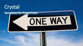  Presentation with blue sky - Slide deck featuring one way arrow sign background and a ocean colored foreground