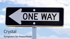  Presentation with way - Beautiful presentation featuring one way road sign backdrop and a light blue colored foreground