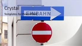  Presentation with road signs - Slide set with one-way two road signs background and a light blue colored foreground