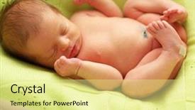  Presentation with newborn baby - Presentation theme with one week old newborn baby background and a blonde colored foreground