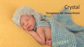  Presentation with sleeping baby - Amazing slides having one week old newborn baby of mixed race sleeping on a soft yellow blanket backdrop and a yellow colored foreground