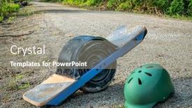  Presentation with steamboat - Colorful presentation enhanced with one-wheeled-electric-skateboard backdrop and a gray colored foreground